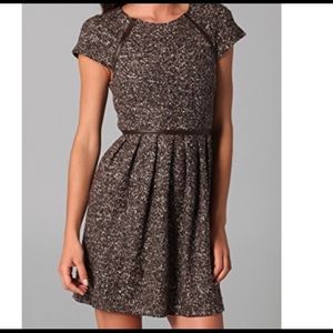 Tibi New York tweed and leather dress  pockets